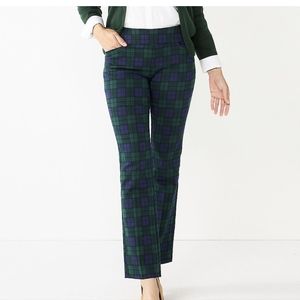 Croft & Barrow Women's Blue/Green Plaid Effortless Stretch Pant